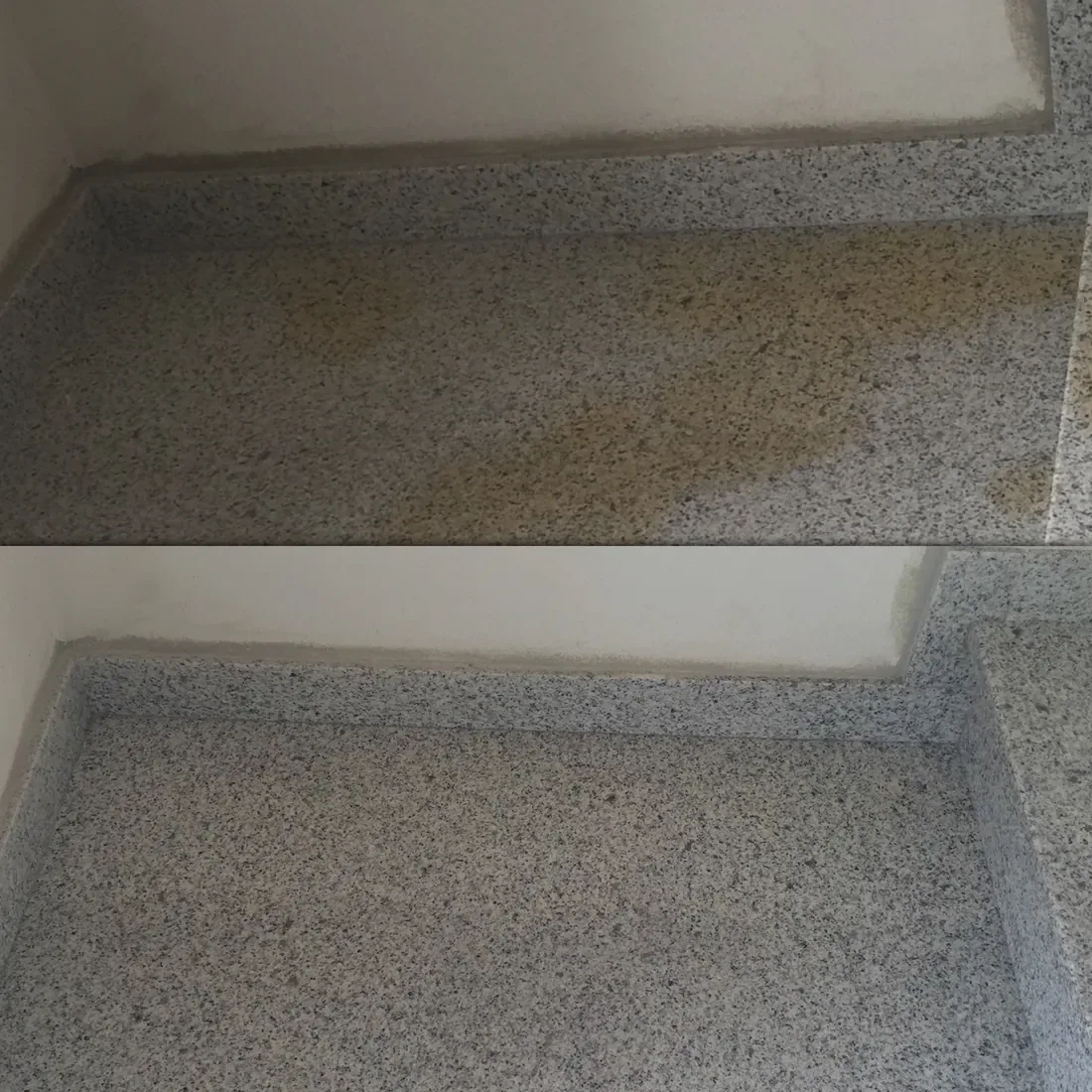 Rust on granite steps, before and after